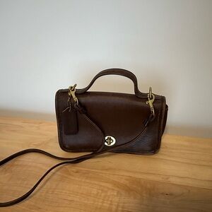 Brown leather coach purse